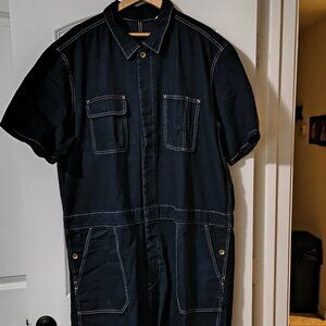 Levi’s Premium Denim Short Sleeve Jumpsuit / Coveralls XXL Dark Wash Utility Wor